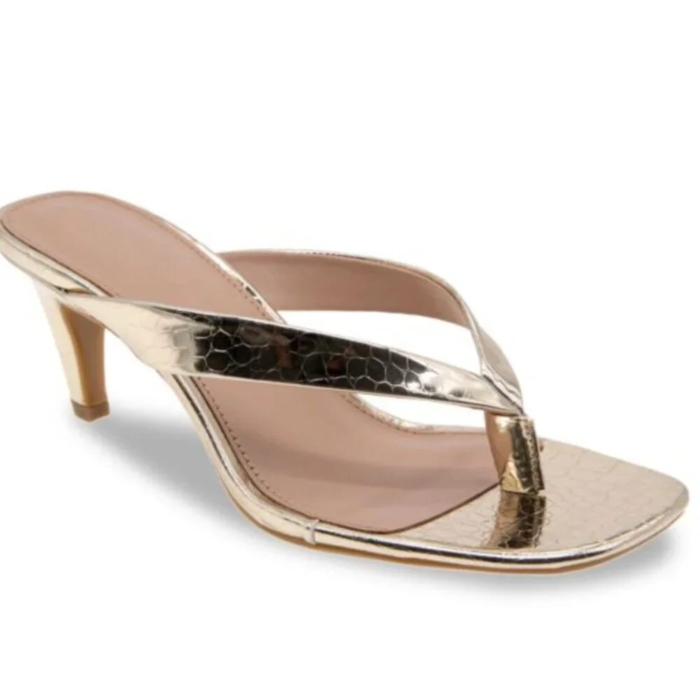 BCBGeneration Tabina Snakeskin-Embossed Faux Leather Sandals